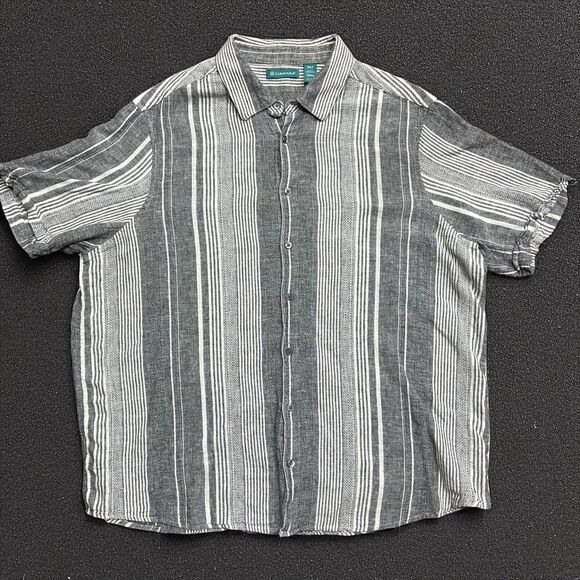 Cubavera Casual Big & Tall Striped Grey Button Front Shirt Men's Size 2XLT - Picture 1 of 7